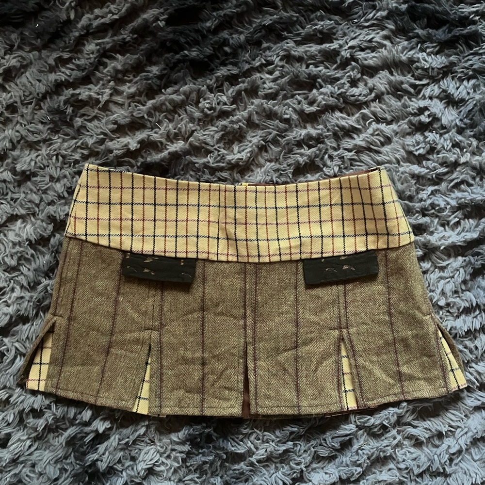 Designer wool mini skirt made in the UK